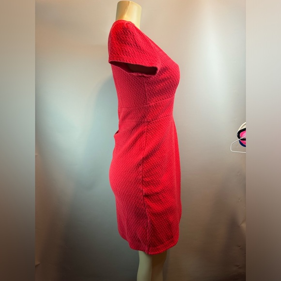 Maeve Anthropologie Splitshade Red Textured Knit Tulip Sheath Dress Size Medium - Picture 8 of 15